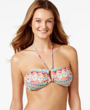 Bar Iii Printed Halter Bandeau Bikini Top, Only At Macy's Women's Swimsuit