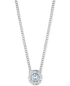 Givenchy Silver-tone Blue Crystal Pave Pendant Necklace