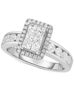 Diamond Rectangular Cluster Engagement Ring (1-1/3 Ct. T.w.) In 14k White Gold