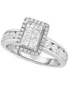 Diamond Rectangular Cluster Engagement Ring (1-1/3 Ct. T.w.) In 14k White Gold