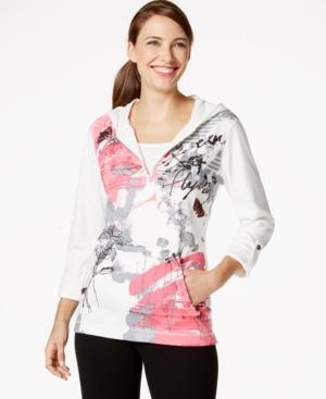 Style & Co. Sport Petite Printed Half-zip Hoodie, Only At Macy's