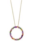 Water Colors By Effy Multi-gemstone Circle Pendant Necklace (4 Ct. T.w.) In 14k Gold