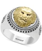 Effy Men's Lion Head Ring In Sterling Silver & 18k Gold-plate