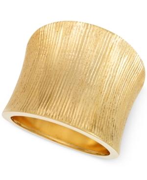 Italian Gold Brushed Concave Ring In 14k Gold
