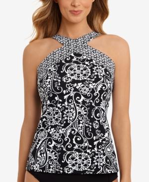 Swim Solutions Sport High-neck Printed Underwire Tankini Top Women's Swimsuit