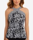 Swim Solutions Sport High-neck Printed Underwire Tankini Top Women's Swimsuit