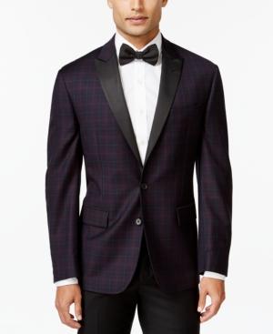 Ryan Seacrest Distinction Slim-fit Burgundy Plaid Evening Jacket, Only At Macy's