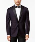 Ryan Seacrest Distinction Slim-fit Burgundy Plaid Evening Jacket, Only At Macy's