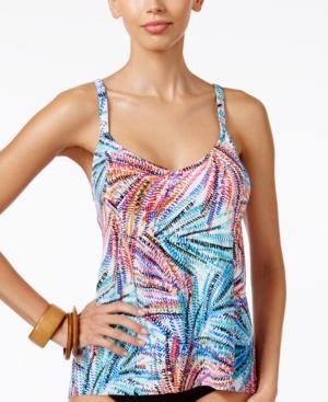 Swim Solutions Palm-o-lucious Printed Tankini Top Women's Swimsuit