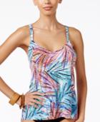 Swim Solutions Palm-o-lucious Printed Tankini Top Women's Swimsuit