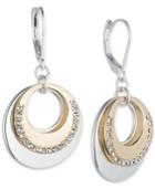 Nine West Two-tone Pave Circle Layered Drop Earrings
