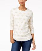 Charter Club Embellished Crown-print Sweater, Created For Macy's