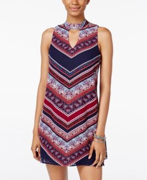Trixxi Juniors' Printed Keyhole Shift Dress