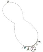 Bcbg Hematite-tone Crystal Multi-charm 31 Statement Necklace