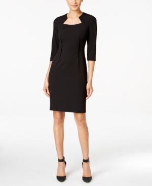 Calvin Klein Petite Notched Scuba Sheath Dress