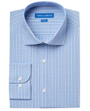 Vince Camuto Slim-fit Blue Check Dress Shirt