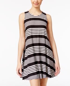 Planet Gold Juniors' Crisscross-back Striped Tank Dress
