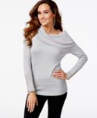 Thalia Sodi Zipper-embellished Cowl-neck Sweater, Only At Macy's