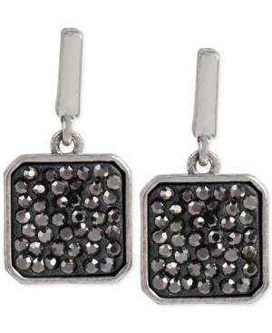 Kenneth Cole New York Silver-tone Pave Square Drop Earrings