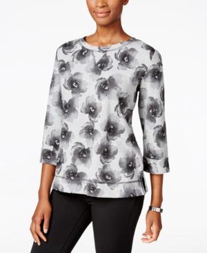 Karen Scott Floral-print Sweatshirt, Only At Macy's