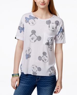 Hybrid Juniors' Disney Mickey & Minnie Mouse Graphic Pocket T-shirt