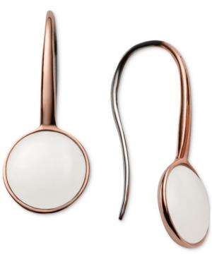 Skagen Sea Glass Rose Gold-tone Stainless Steel White Stone Drop Earrings Skj0824