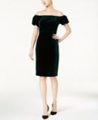 Betsy & Adam Velvet Off-the-shoulder Dress