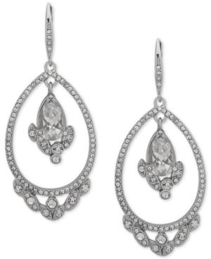 Jenny Packham Silver-tone Crystal Cluster Orbital Drop Earrings