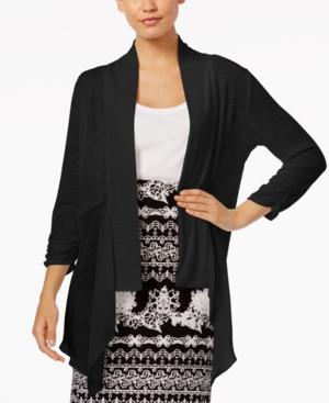 Ny Collection Draped Mixed-media Cardigan