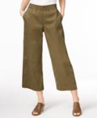 Eileen Fisher Organic Cotton-blend Cropped Wide-leg Pants