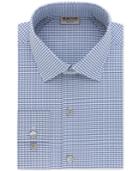 Kenneth Cole Reaction Men's Big And Tall Slim-fit Techni-cole Performance Blue Check Dress Shirt