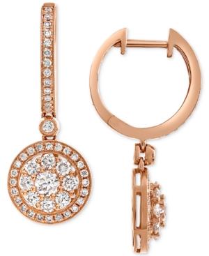 Diamond Halo Dangle Hoop Earrings (1-1/4 Ct. T.w.) In 14k Rose Gold