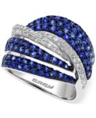 Effy Sapphire (1-1/4 Ct. T.w.) And Diamond (1/3 Ct. T.w.) Ring In 14k White Gold
