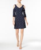 Connected Cold-shoulder Polka-dot Shift Dress