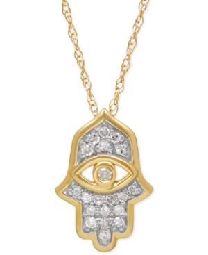 Diamond Hamsa Pendant Necklace (1/10 Ct. T.w.) In 10k Gold