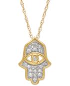 Diamond Hamsa Pendant Necklace (1/10 Ct. T.w.) In 10k Gold