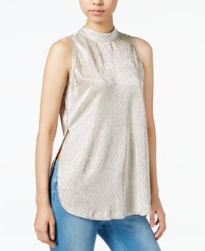 Bar Iii Metallic Mock-neck Top, Only At Macy's