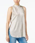 Bar Iii Metallic Mock-neck Top, Only At Macy's