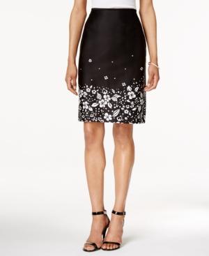 Tahari Asl Floral-print Poplin Pencil Skirt