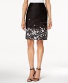 Tahari Asl Floral-print Poplin Pencil Skirt