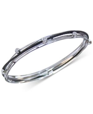Charriol White Topaz Multi-ring Bangle Bracelet (1 Ct. T.w.) In Stainless Steel & Black Pvd Stainless Steel