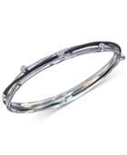 Charriol White Topaz Multi-ring Bangle Bracelet (1 Ct. T.w.) In Stainless Steel & Black Pvd Stainless Steel