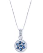 Sapphire (3/8 Ct. T.w.) & Diamond Accent Disc Pendant Necklace In 14k White Gold