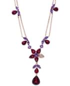 Bordeaux By Effy Rhodolite Garnet (13-1/5 Ct. T.w.), Amethyst (3-1/2 Ct. T.w.) And Diamond Accent Necklace In 14k Rose Gold