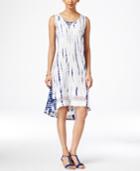 Style & Co. Tie-dyed Crochet-hem Dress, Only At Macy's