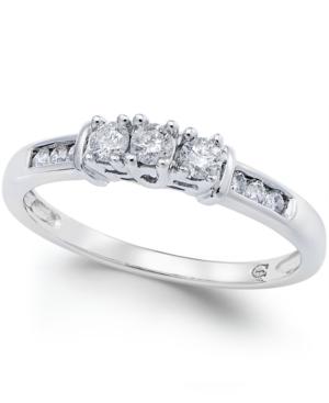 Diamond Three-stone Promise Ring In 10k White Gold (1/4 Ct. T.w.)