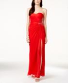 Xscape Illusion-side Strapless Evening Gown