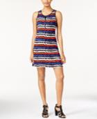 Kensie Striped Zip-up Fit & Flare Tank Dress