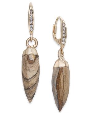 Paul & Pitu Naturally Gold-tone Jasper Stone Spike Drop Earrings