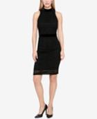 Tommy Hilfiger Velvet Lace Mock-neck Sheath Dress